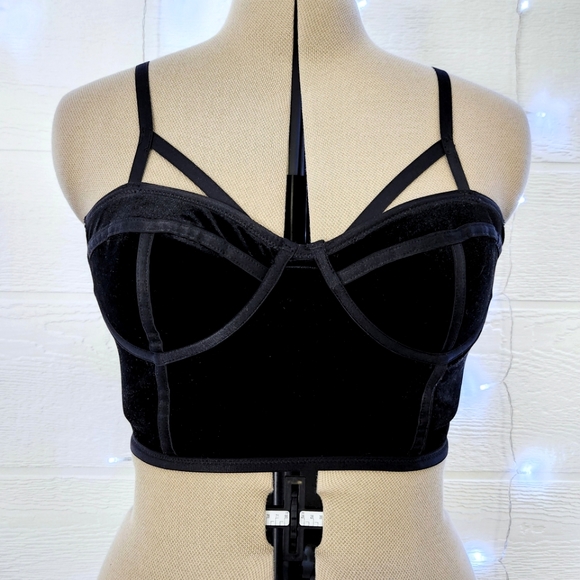 Dynamite Black Velvet Bustier Top - Size M - Picture 1 of 5